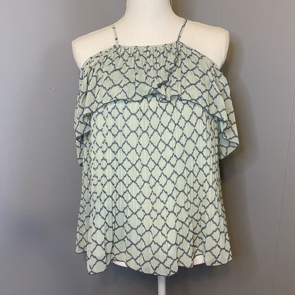Lauren Conrad Off The Shoulder Blouse Ruffled Sage Green